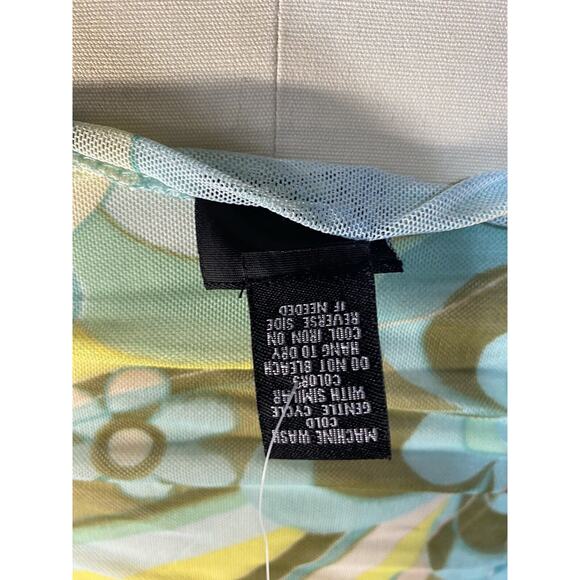 New Mod Psychedelic Bodysuit Blue Green Marbled Flowers Rue21 Womens Juniors XL - Picture 6 of 7